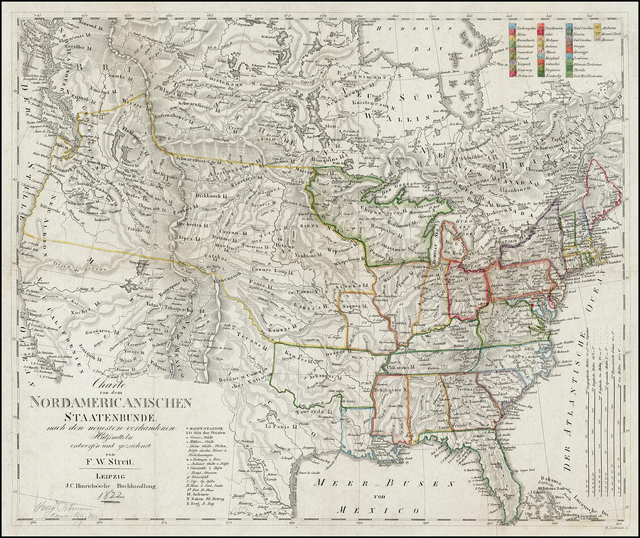 F.W. Streit Title Charte von dem Nordamericanischen Staatenbunde nach ...
