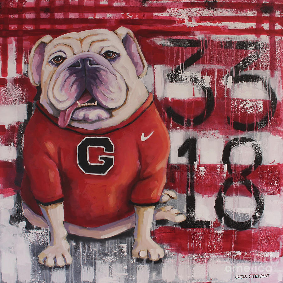 GA Bulldog Painting by Lucia Stewart