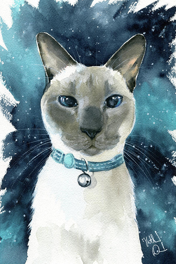 Gabbie Siamese Cat Portrait Painting by Dora Hathazi Mendes