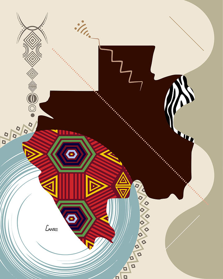 Libreville Digital Art - Gabon Stylized  by Lanre Studio