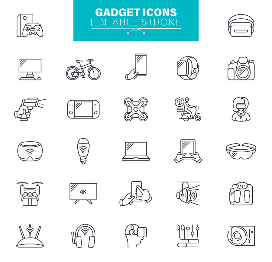Gadget Icons Editable Stroke Drawing by Forest_strider