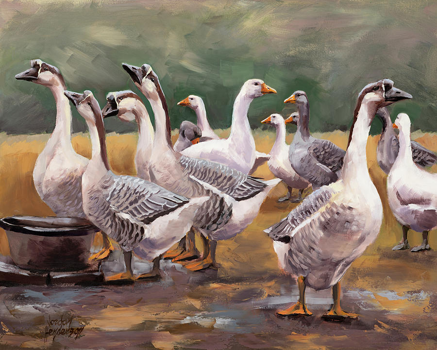 Gaggle by the Water Bucket Painting by Jordan Henderson