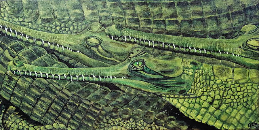 Crocodile Painting - Gaggle of Gharial by Alia Coats