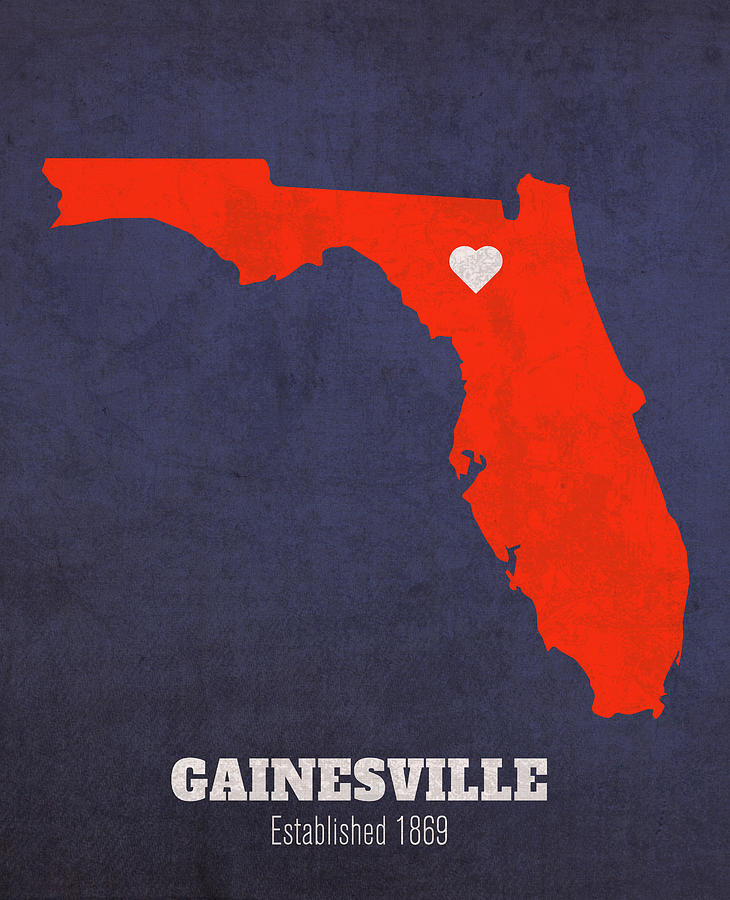 Gainesville Florida City Map Founded 1869 University Of Florida Color Palette Mixed Media By 