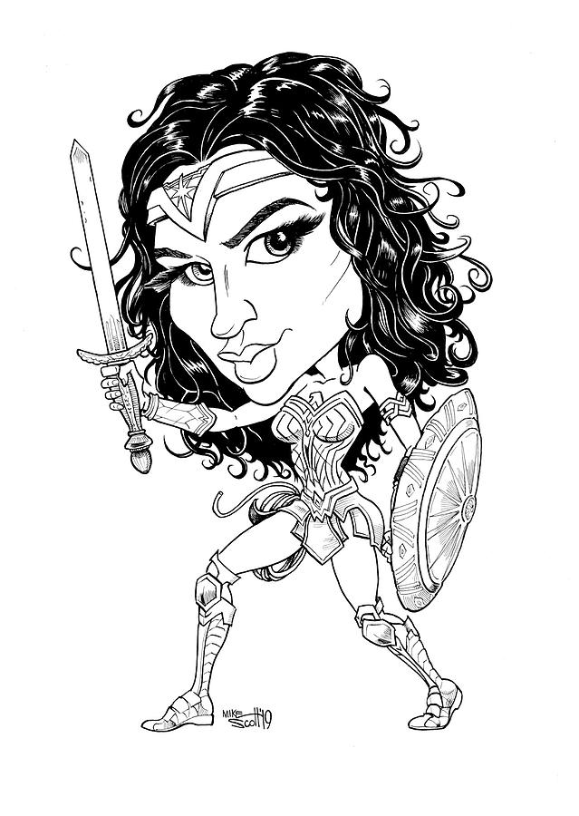 Wonder Woman Drawing - Gal Gadot by Mike Scott