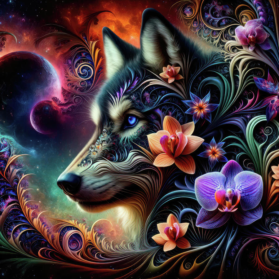 Galactic Blossom Canine Digital Art by Bill and Linda Tiepelman