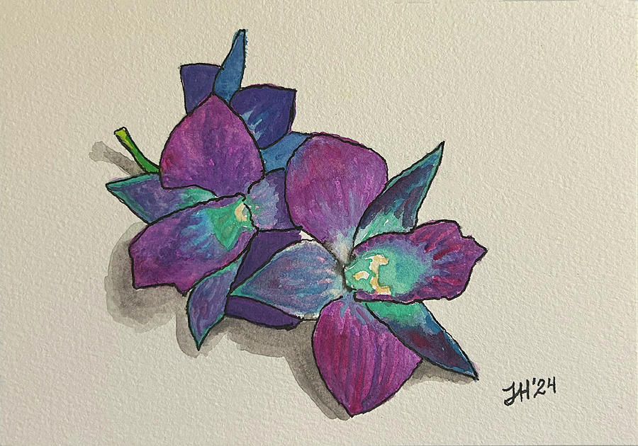 Galactic Blue Denbrobium Orchid Painting by Jean Haynes