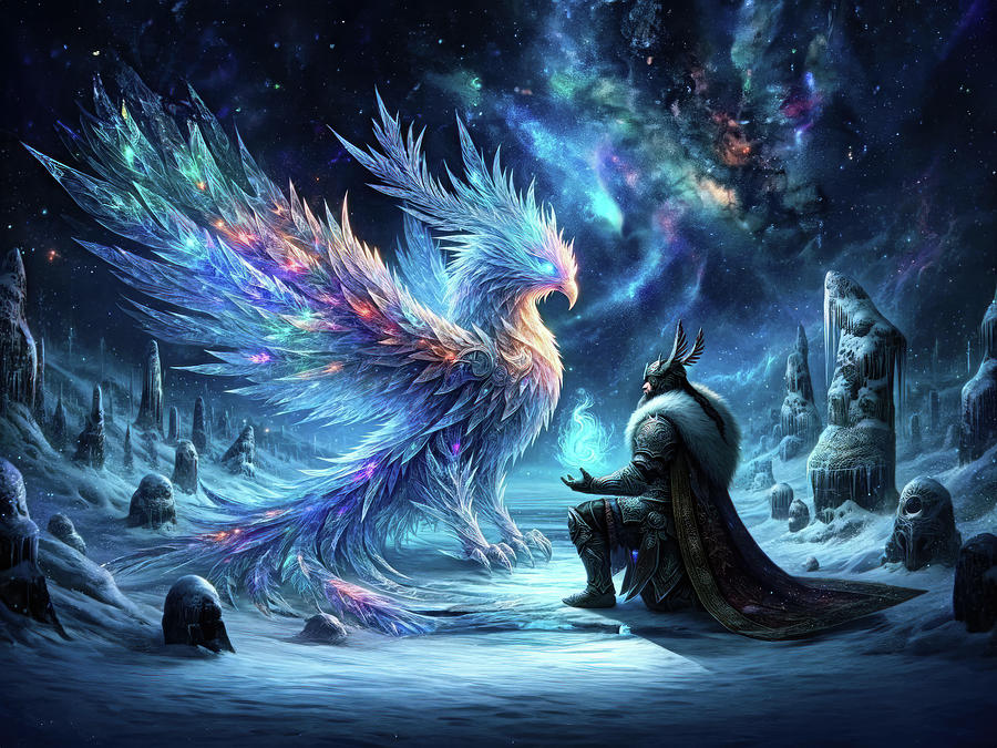 Galactic Frost Sovereign and the Cosmic Phoenix Digital Art by Bill and Linda Tiepelman