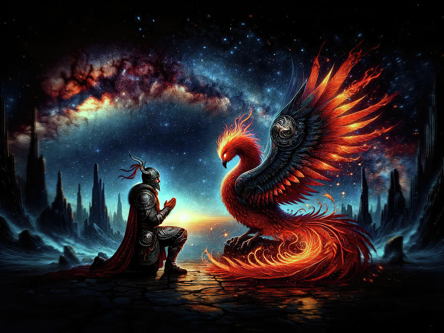 Galactic Oath of the Phoenix Knight Digital Art by Bill and Linda Tiepelman