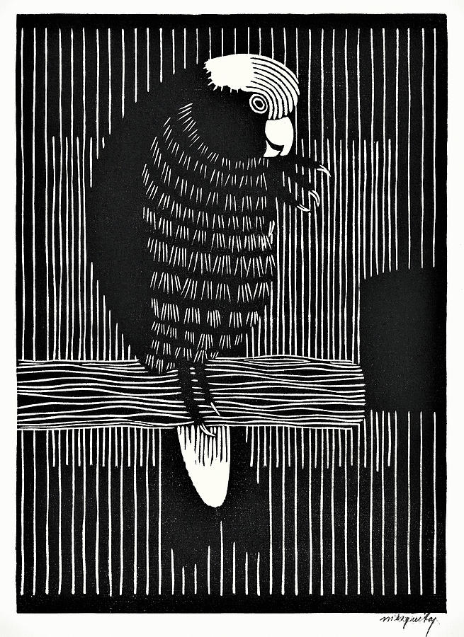 Galah Cockatoos - Black and White Painting by Samuel Jessurun de Mesquita