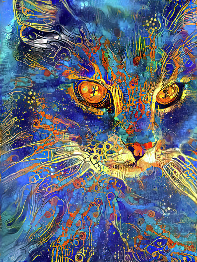 Galaxy Cat Mixed Media by Deborah League