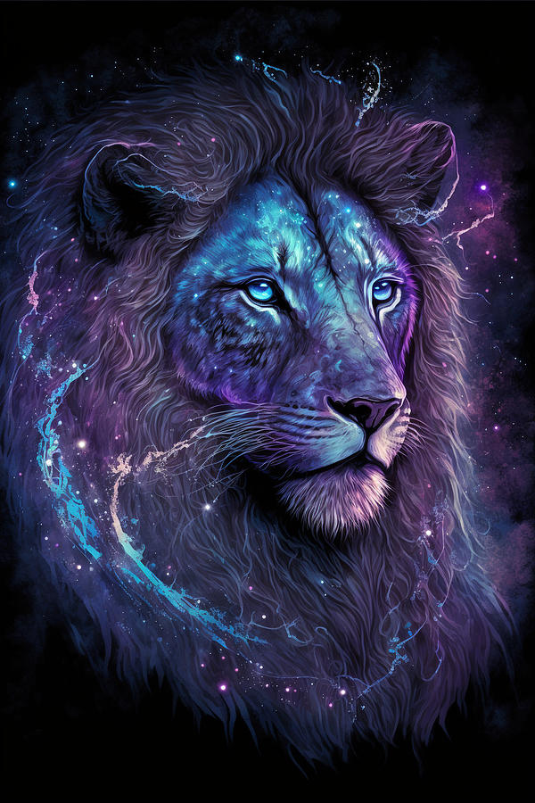 Galaxy Lion Zodiac Digital Art by Bruno Freitas - Fine Art America