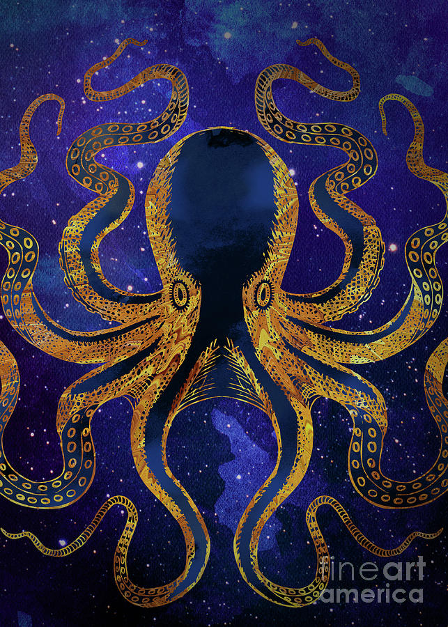 Galaxy Octopus Digital Art by Sambel Pedes