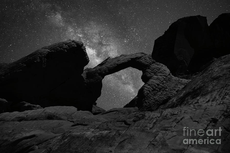 Mountain Photograph - Galaxy Skies Valley of Fire BW   by Chuck Kuhn