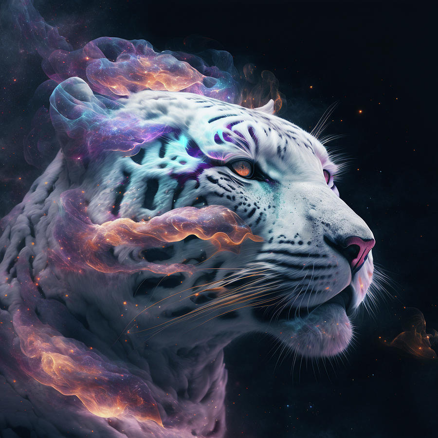 Galaxy White Tiger Digital Art by Kailooma X TheDol - Fine Art America