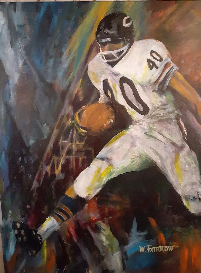 Gale Sayers Painting by Walter Fairrow - Fine Art America