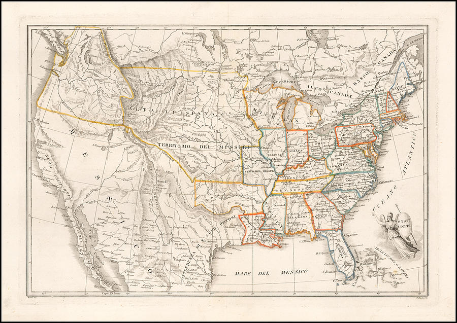 Galiani Title Stati Uniti 1830 circa Drawing by Galiani - Fine Art America