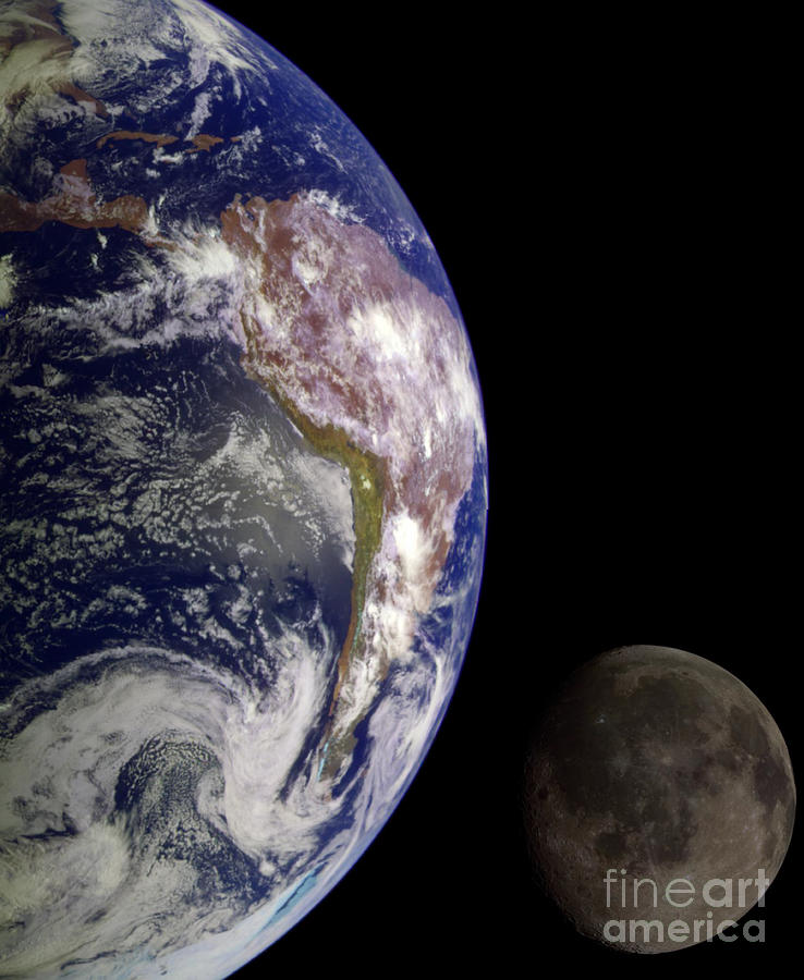 Galileo Earth To Moon Photograph