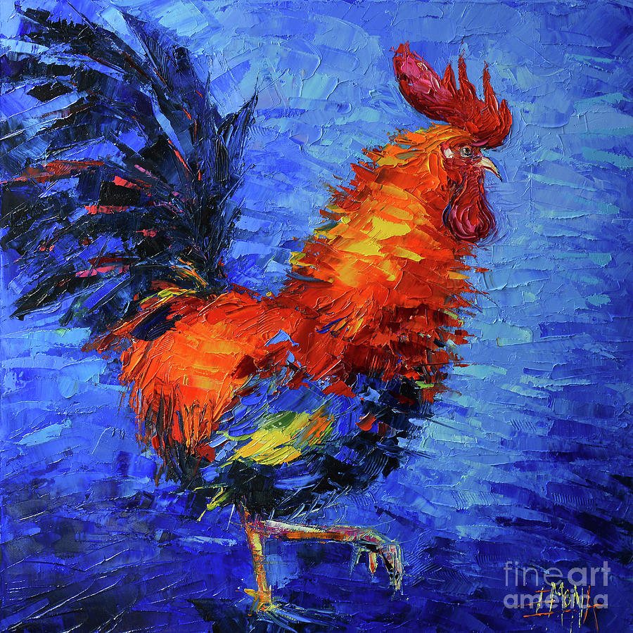 GALLIC ROOSTER - commissioned oil painting Mona Edulesco Painting by Mona Edulesco