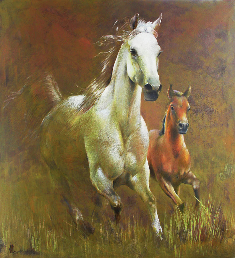 Horse Painting - Gallop in the eyelash of the morning by Vali Irina Ciobanu