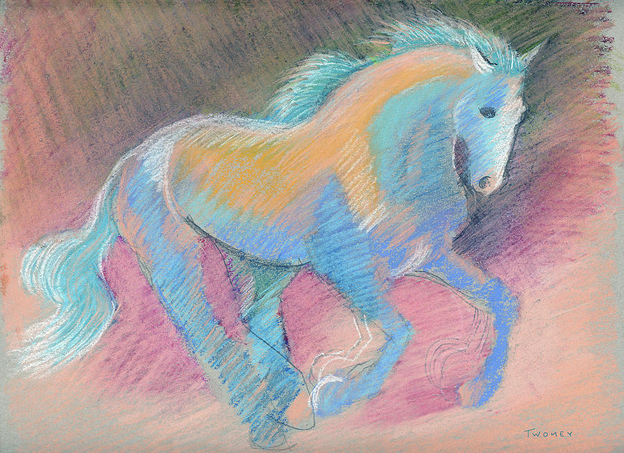 Galloping Blue Painting by Catherine Twomey