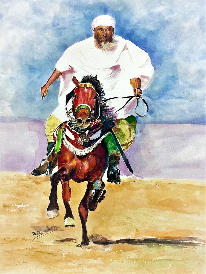 Galloping Painting by Khalid Saeed