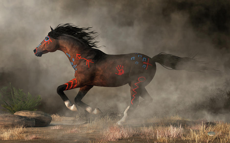Fall Digital Art - Galloping Warrior Horse by Daniel Eskridge