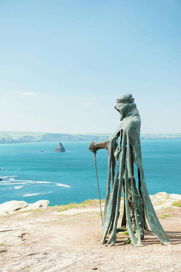 Summer Photograph - Gallos statue, Tintagel, Cornwall by Justin Foulkes