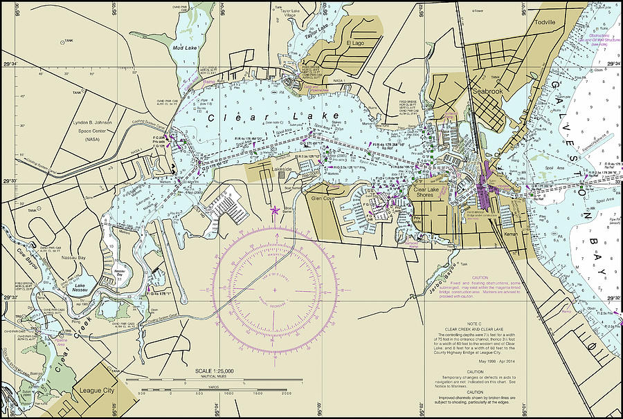 Galveston Bay Nautical Chart 11326 Clear Lake and Vicinity Digital Art ...