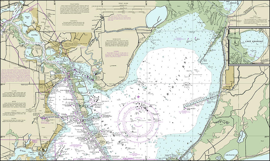 Galveston Bay Nautical Chart 11326 Trinity Bay and Vicinity Digital Art ...