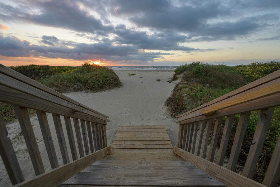 Beach Photograph - Galveston Beach Sunrise by Jason Frels