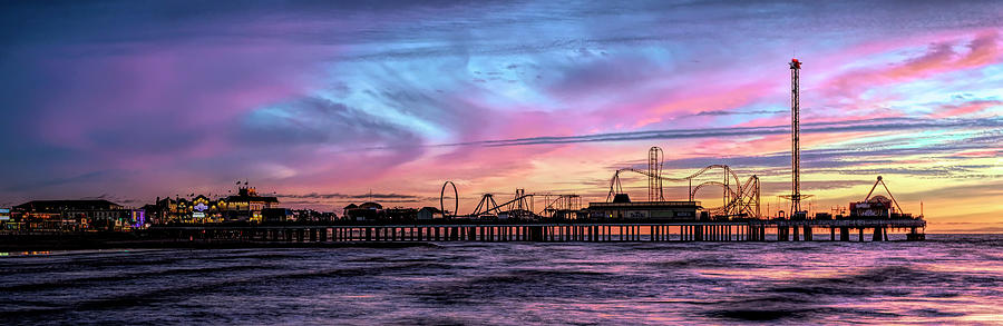 Galveston Island Pleasure Pier Sunrise Photograph by Stephen Stookey