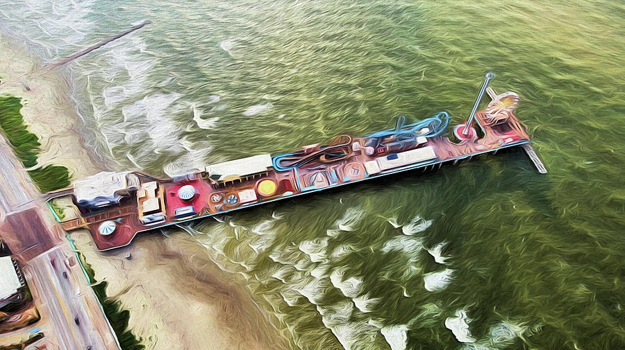 Galveston Pleasure Pier from Above Digital Art by JC Findley