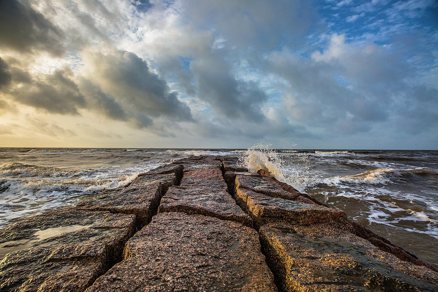 Galveston Seawall Jetty Photograph by Mike Harlan - Fine Art America