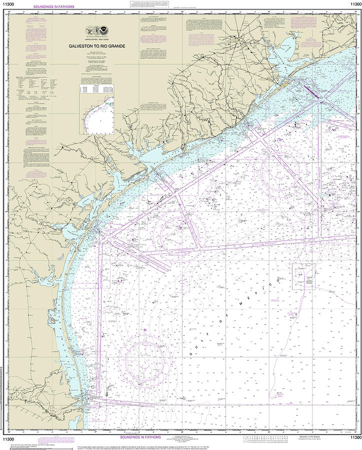 Galveston to Rio Grande Nautical Chart 11300 Digital Art by John ...