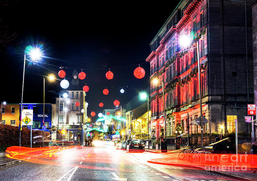 Galway Christmas Red Street Lights Photograph by John Rizzuto