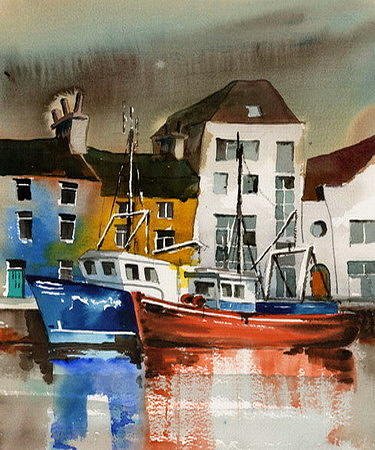 Galway Docks Painting by Val Byrne