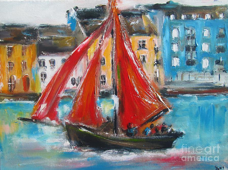 Painting of galway hooker art  Painting by Mary Cahalan Lee - aka PIXI