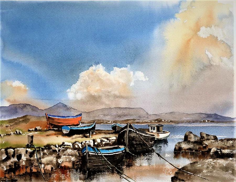 Galway,Gorumna Pier,  Painting by Val Byrne