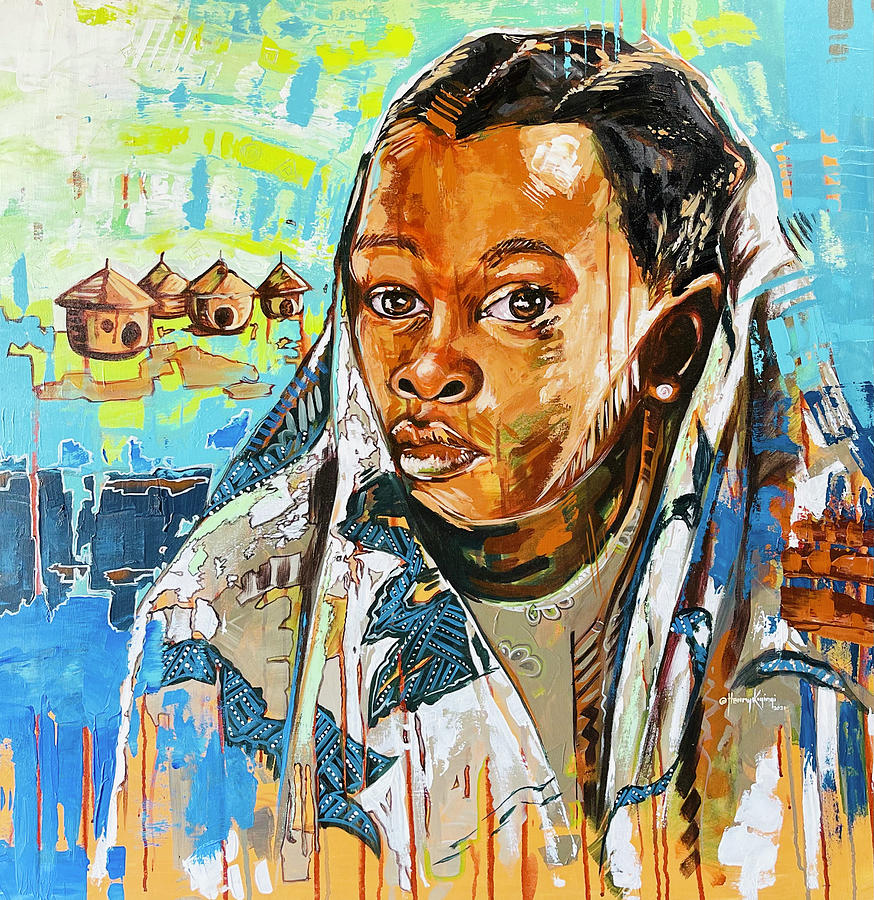 Gambooni African Traditional Art Painting by Muki Designs Fine Art