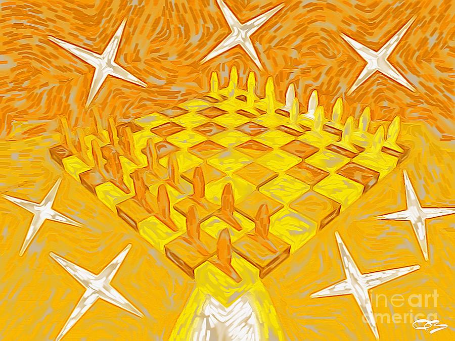 Game Of Pawns Orange And Yellow Digital Art