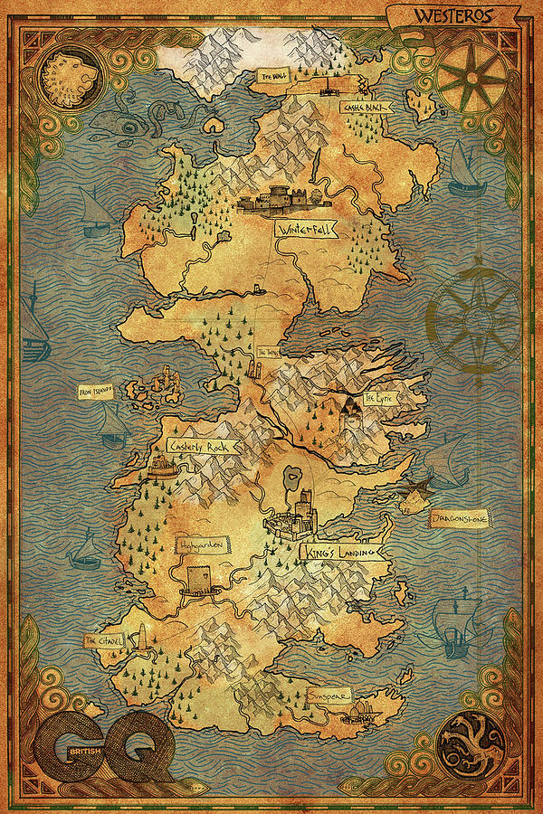 Winter Digital Art - Game Of Throne Map by Elijahs Hawn