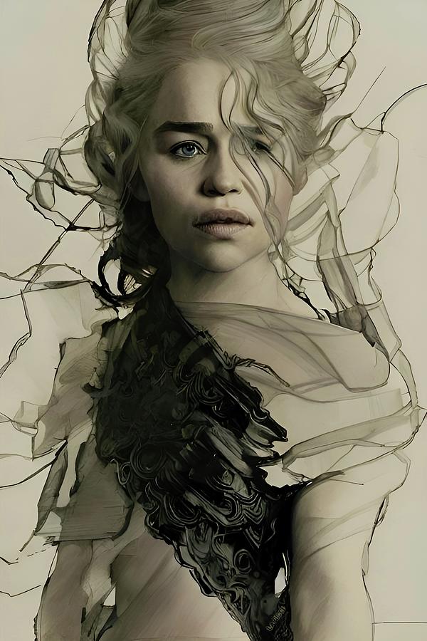 Emilia Clarke Digital Art - Game of Thrones - Emilia Clarke by Fred Larucci