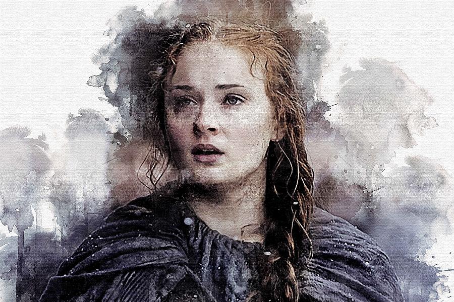 Game Of Thrones Tv Show Girl Sansa Stark Sophie Turner Snow Mixed Media