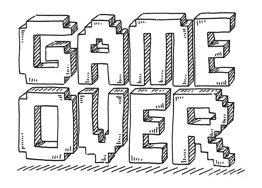 Game Over 3D Blocks Text Drawing Drawing by Frank Ramspott - Pixels