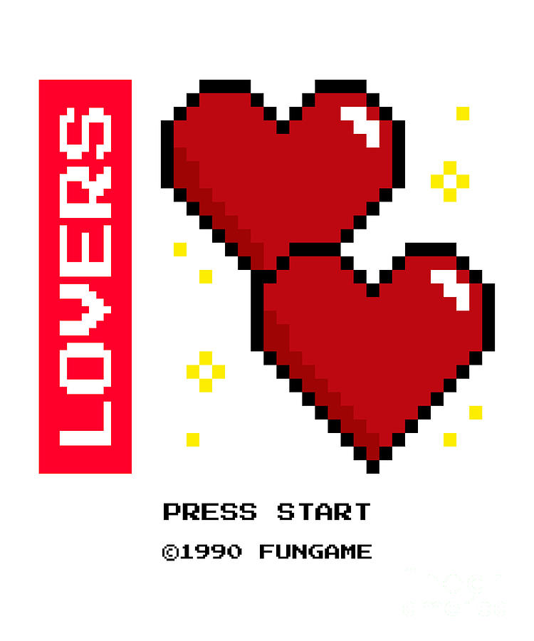 Gamer Digital Art - Gamer Couple Gift Cute Video Game Lovers 8 Bits Pixel Hearts Bf Gaming Gf Gag by Jeff Creation