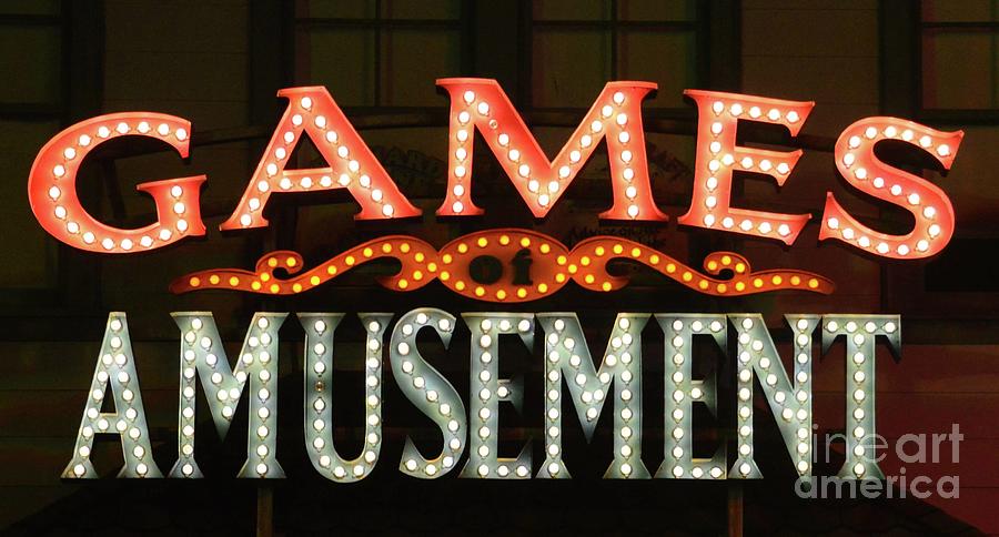 Games and Amusement vintage sign Photograph by David Lee Thompson