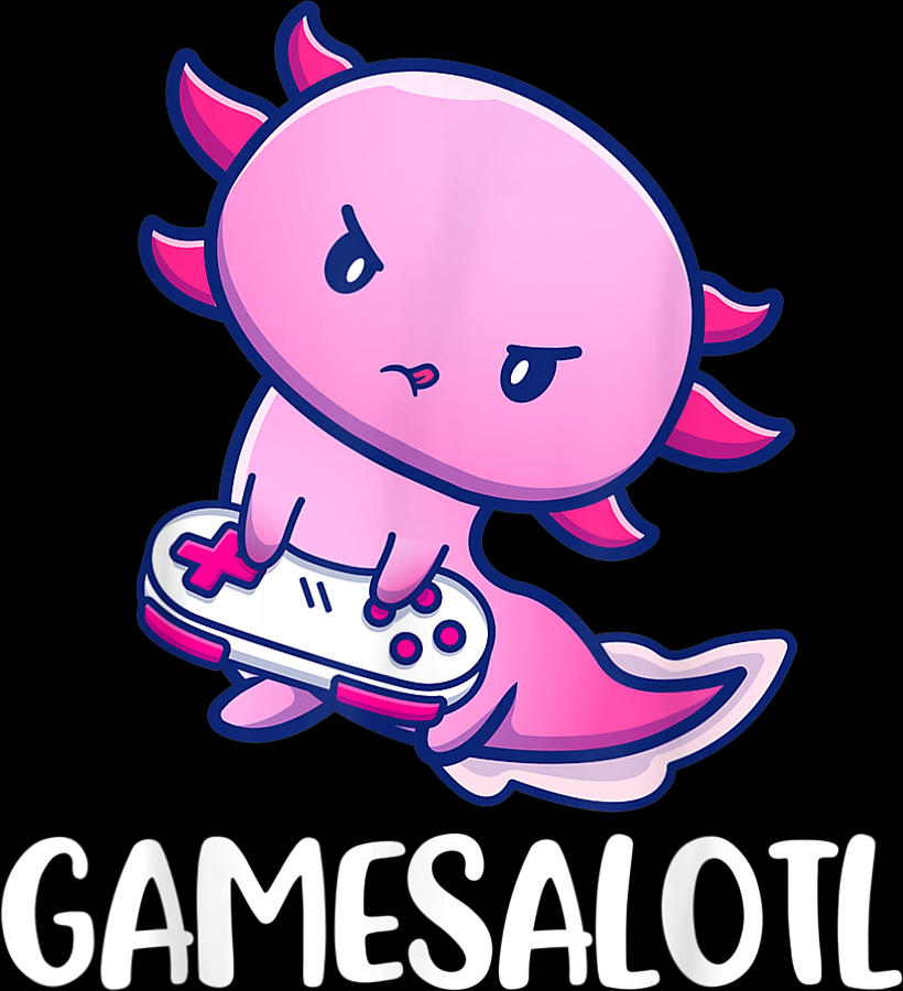 Gamesalotl Axolotl Cute Playing Video Game Digital Art By Van Art