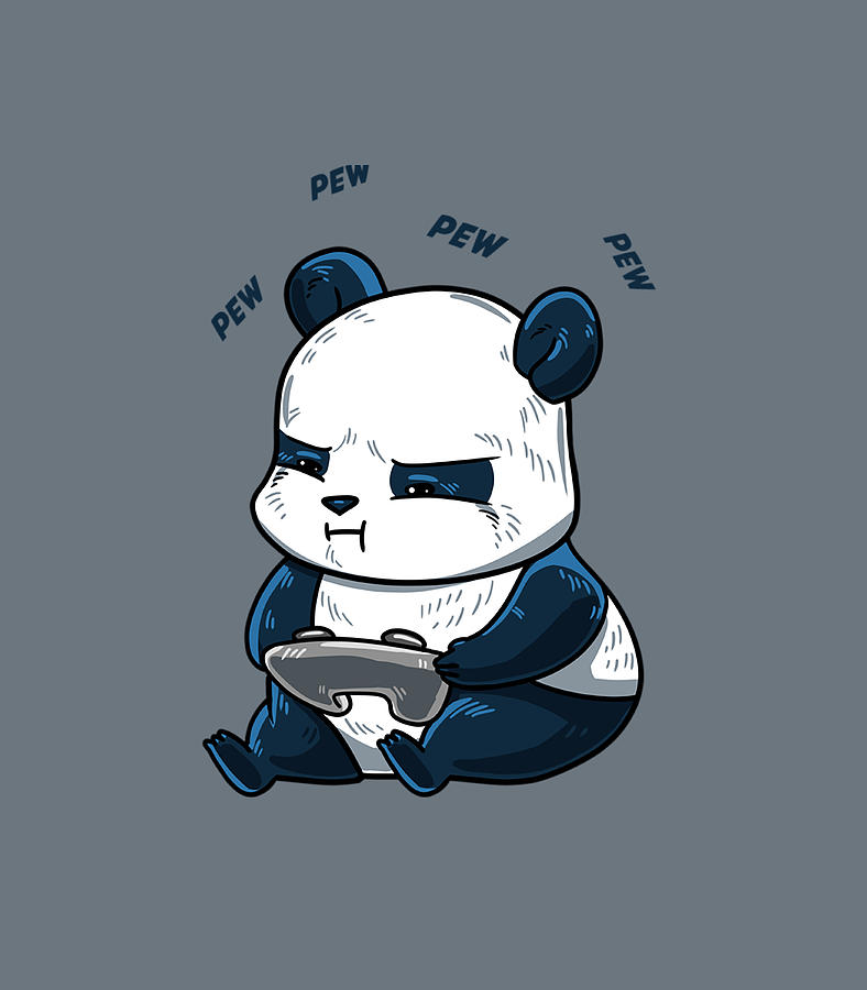 Gaming Panda Pew Cute Hobby Bear Video Game Player Digital Art by ...