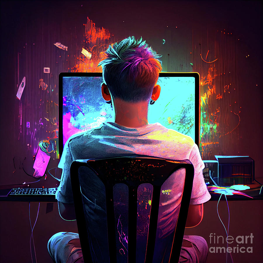 Cool Digital Art - Gaming Player by Mark Ashkenazi